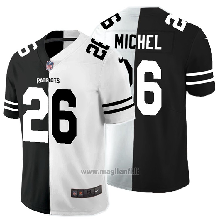 Maglia NFL Limited New England Patriots Michel Black White Split